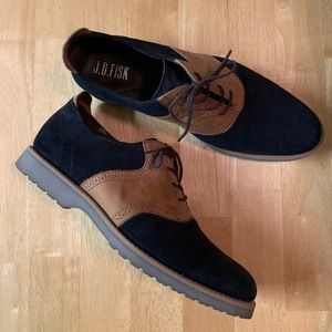 Two tone suede and leather dress shoes. J.D. Fisk